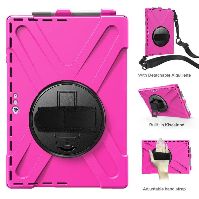 Microsoft Surface Pro 4/5/6/7/7 Plus - 360 Degree Rotate Shockproof Heavy Duty Tough Stand Case Cover With Strap & Pen Holder - Image 6