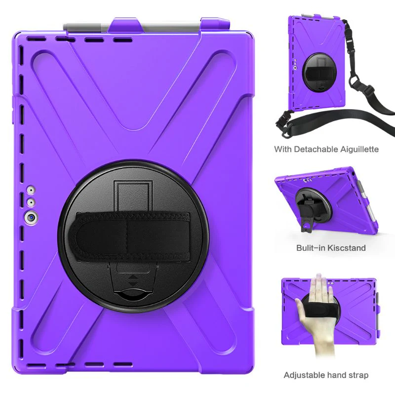 Microsoft Surface Pro 4/5/6/7/7 Plus - 360 Degree Rotate Shockproof Heavy Duty Tough Stand Case Cover With Strap & Pen Holder - Image 7