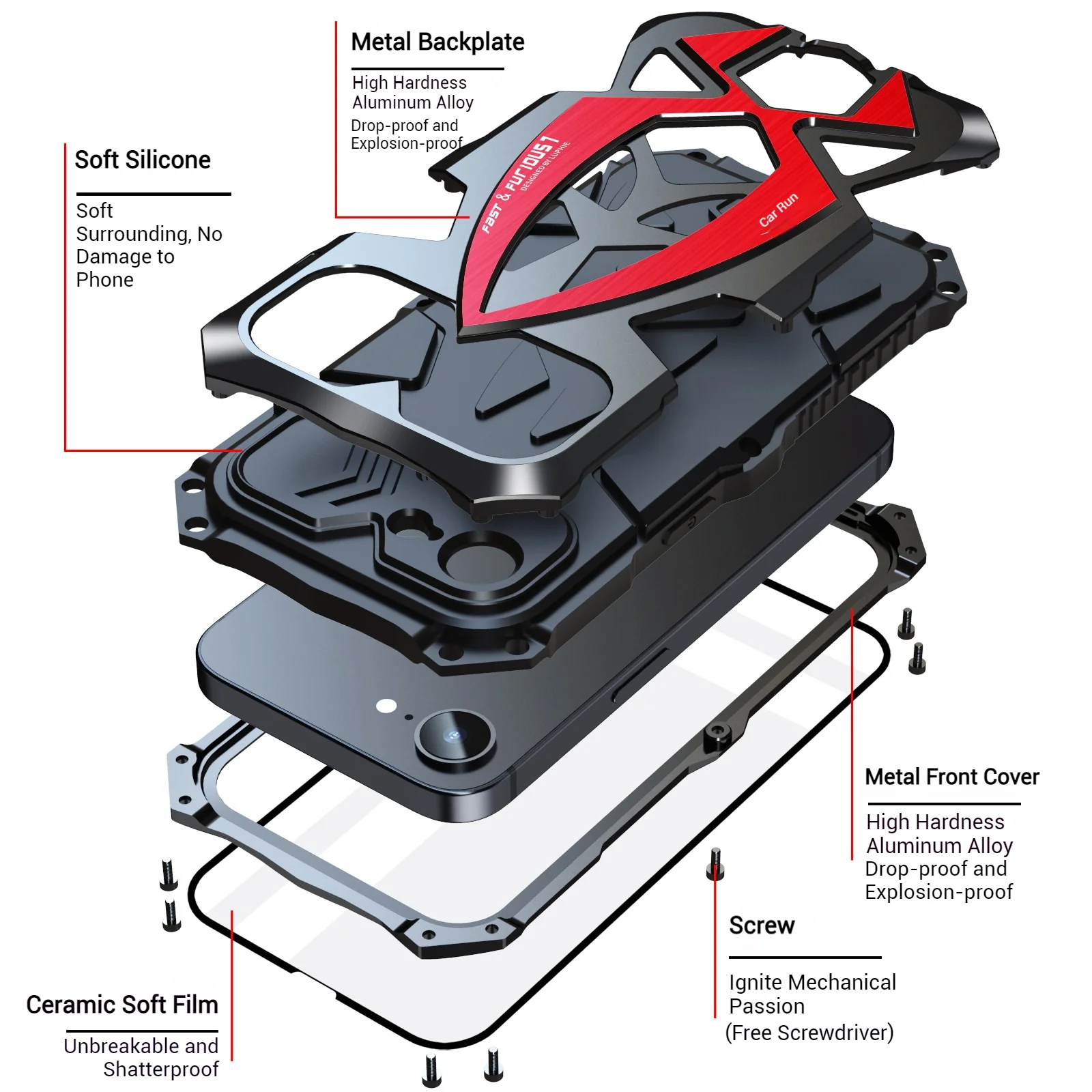 [Military-Grade Protection] [Metal Frame Bumper] Apple iPhone 16e & 17e - Heavy Duty Shockproof Series Phone Case - Image 5