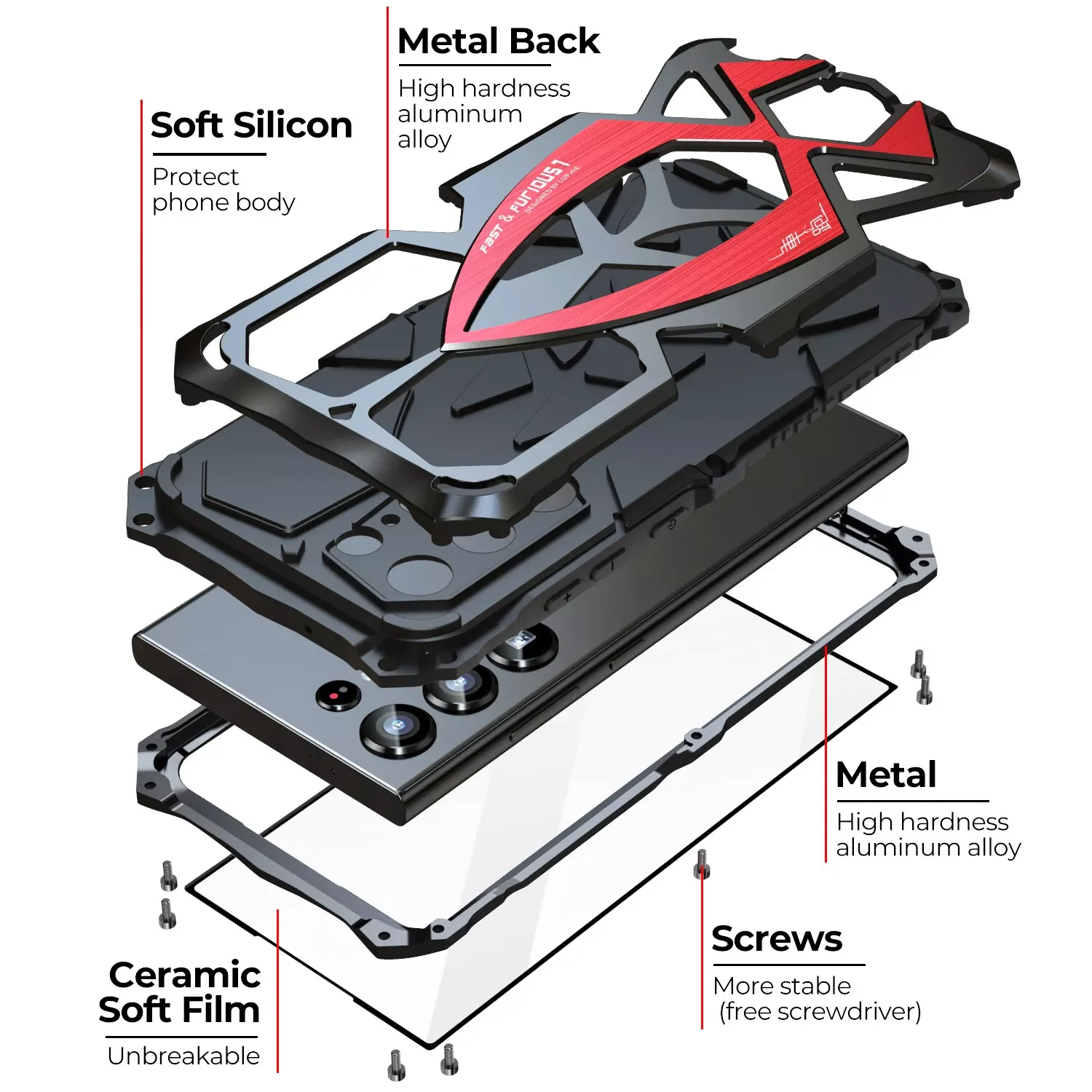 [Military-Grade Protection] [Metal Frame Bumper] Samsung Galaxy S24 Ultra - Heavy Duty Shockproof Series Phone Case - Image 5