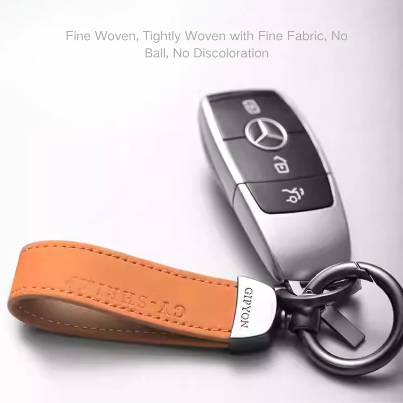 Minimalist Suede Car Keychain with Zinc-Aluminum Alloy Key Ring - Image 3