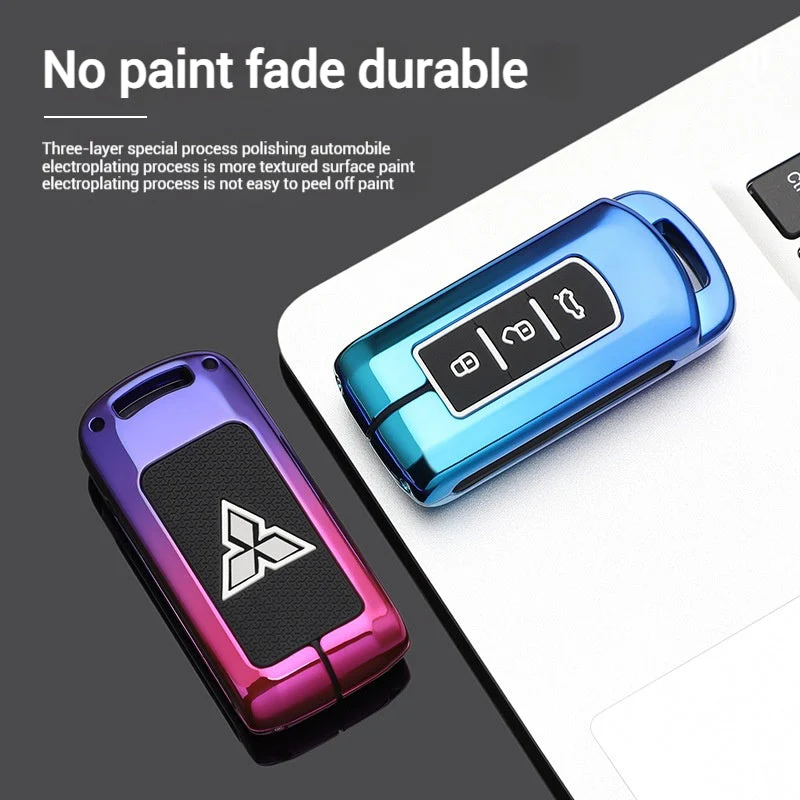 Mitsubishi Zinc Alloy + Silicone Car Key Fob Case Cover For Outlander, Eclipse Cross, ASX, Pajero, Lancer - Image 3