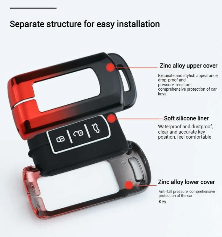 Mitsubishi Zinc Alloy + Silicone Car Key Fob Case Cover For Outlander, Eclipse Cross, ASX, Pajero, Lancer - Image 5