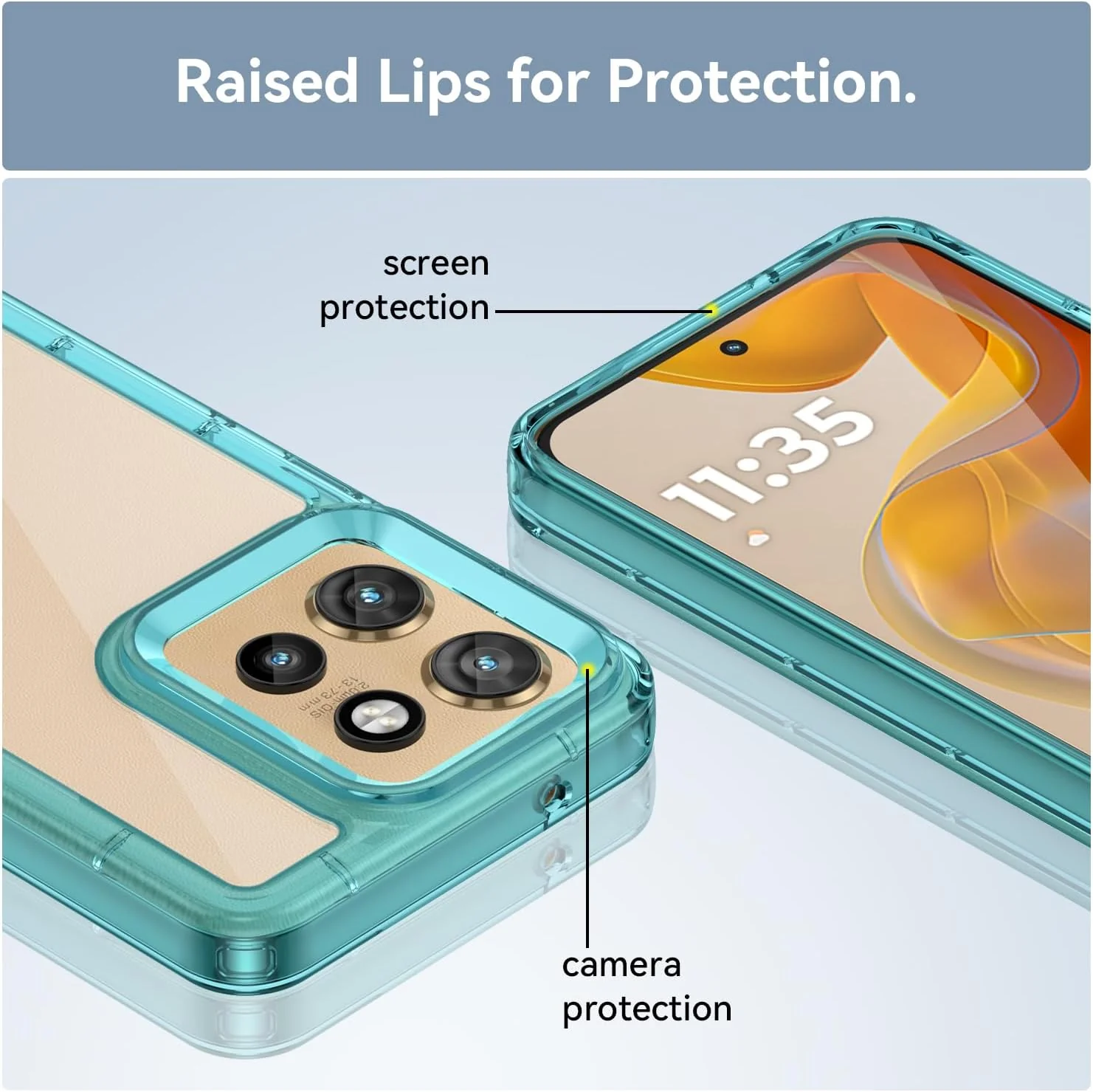 Motorola Moto Edge 50 Neo/S50/ThinkPhone 25 - Shockproof Soft TPU Silicone Frame and Hard Clear Back Case With 2PC Tempered Glass Screen Protector - Image 5