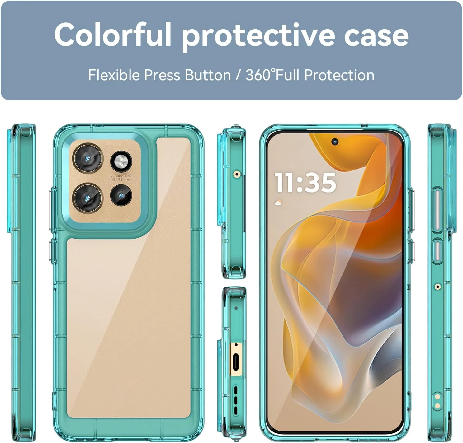 Motorola Moto Edge 50 Neo/S50/ThinkPhone 25 - Shockproof Soft TPU Silicone Frame and Hard Clear Back Case With 2PC Tempered Glass Screen Protector - Image 8