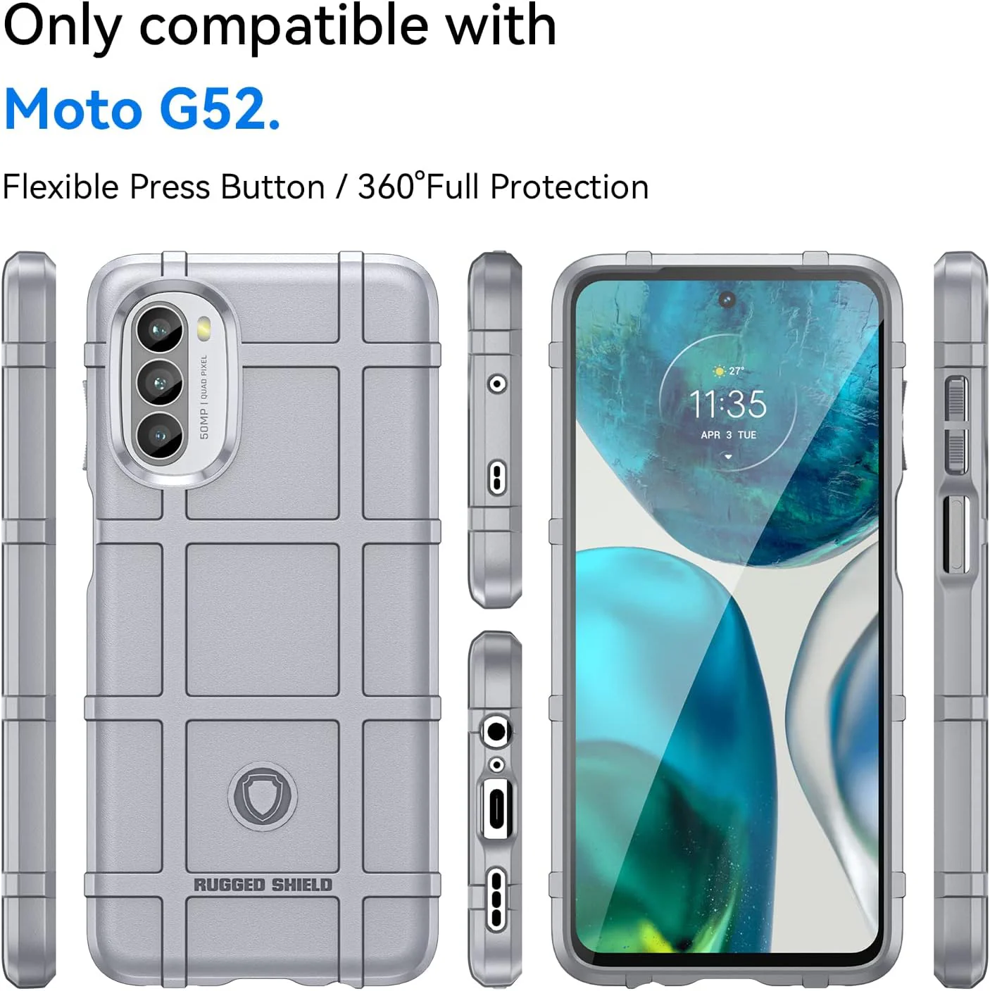 Motorola Moto G52/G82/G71s - Shield Shockproof Rugged Heavy Duty Case With 2PC Tempered Glass Screen Protector - Image 9