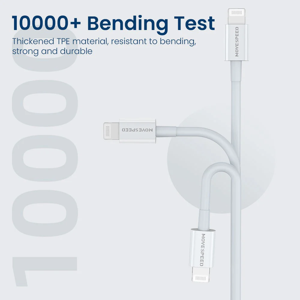 MOVE SPEED 3A USB-A to Lightning Charging Cable 1.2m (YSUCM02-AL12) - White - Image 2