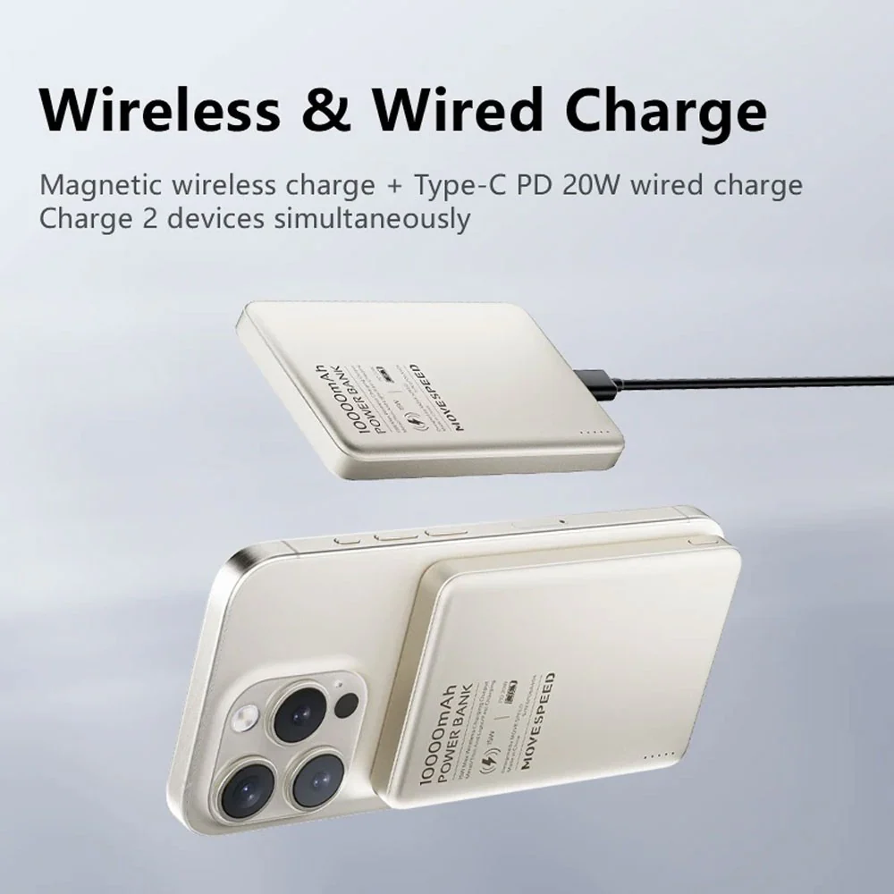 MOVE SPEED S10 Ultra-thin Titanium Magnetic Power Bank 10000mAh PD20W (YSPBS10) - Image 7
