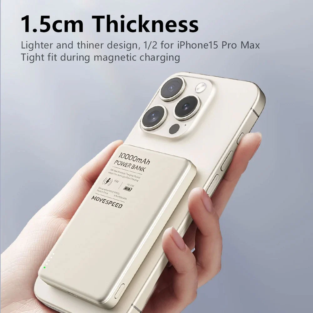 MOVE SPEED S10 Ultra-thin Titanium Magnetic Power Bank 10000mAh PD20W (YSPBS10) - Image 8