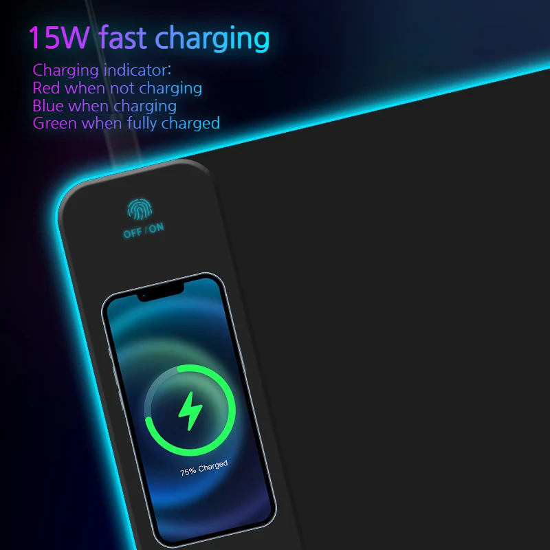 Multifunctional 15W Fast-Charging RGB Wireless Gaming Mouse Pad - Image 2