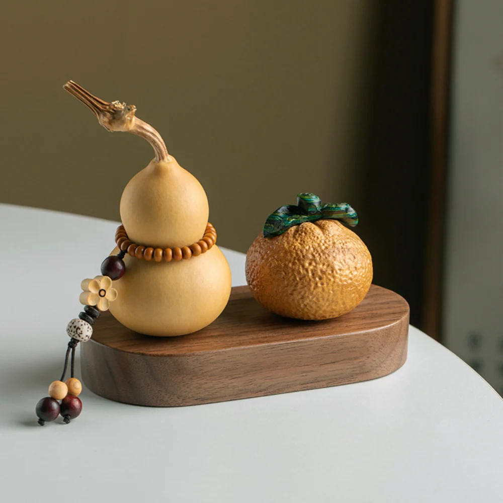 Natural Gourd Plum Blossom Pendant Walnut Wood Base Car Dashboard Ornament Handmade Carving Premium Gift - Image 6