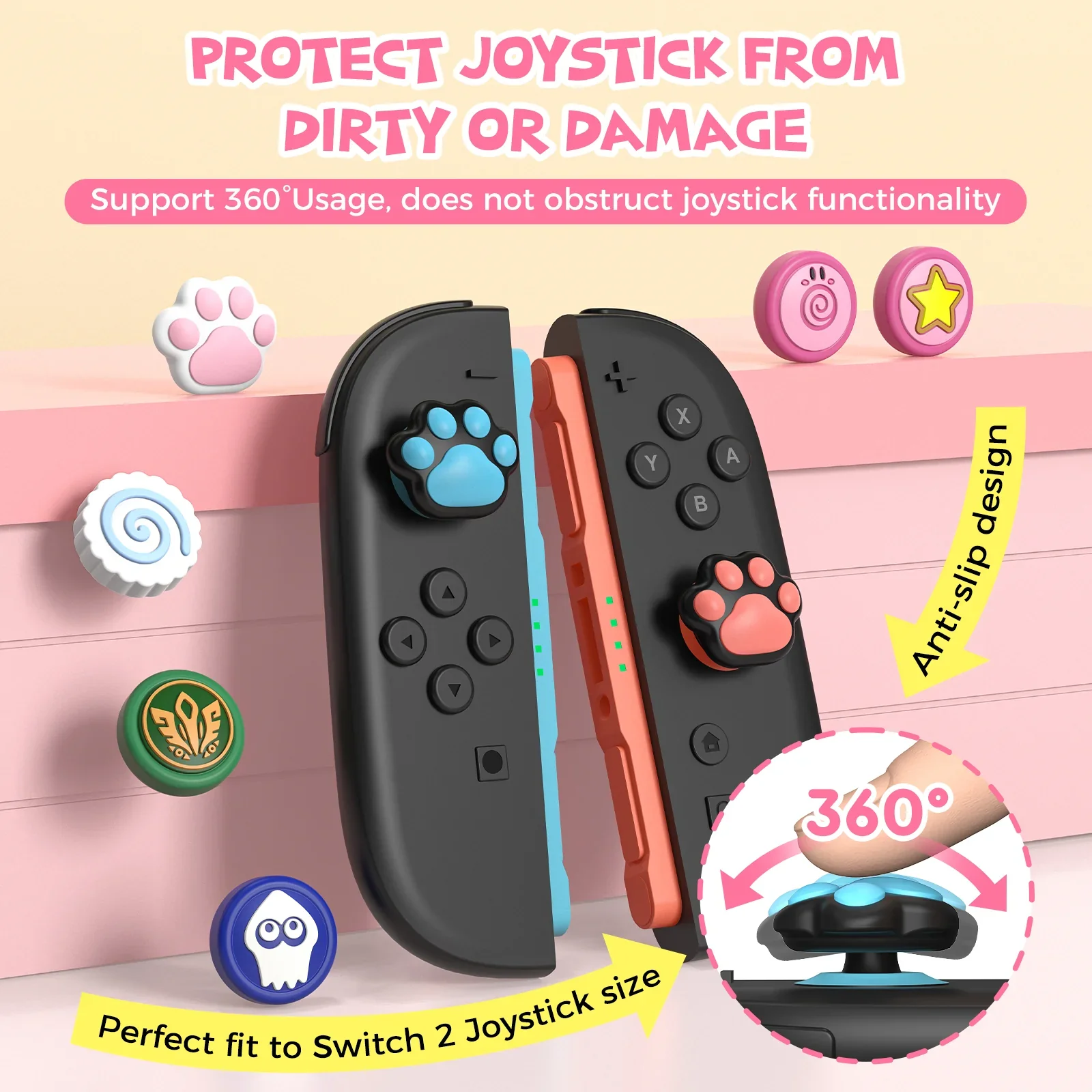 Nintendo Switch 2 (2025) - IINE Cute Cartoon Silicone Joy-con Thumb Grips (One Set) - Image 3