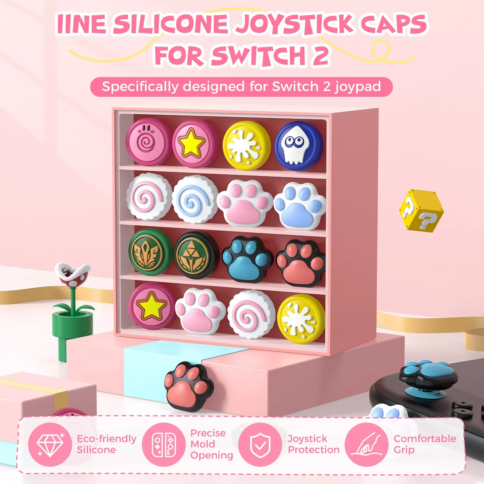Nintendo Switch 2 (2025) - IINE Cute Cartoon Silicone Joy-con Thumb Grips (One Set) - Image 4
