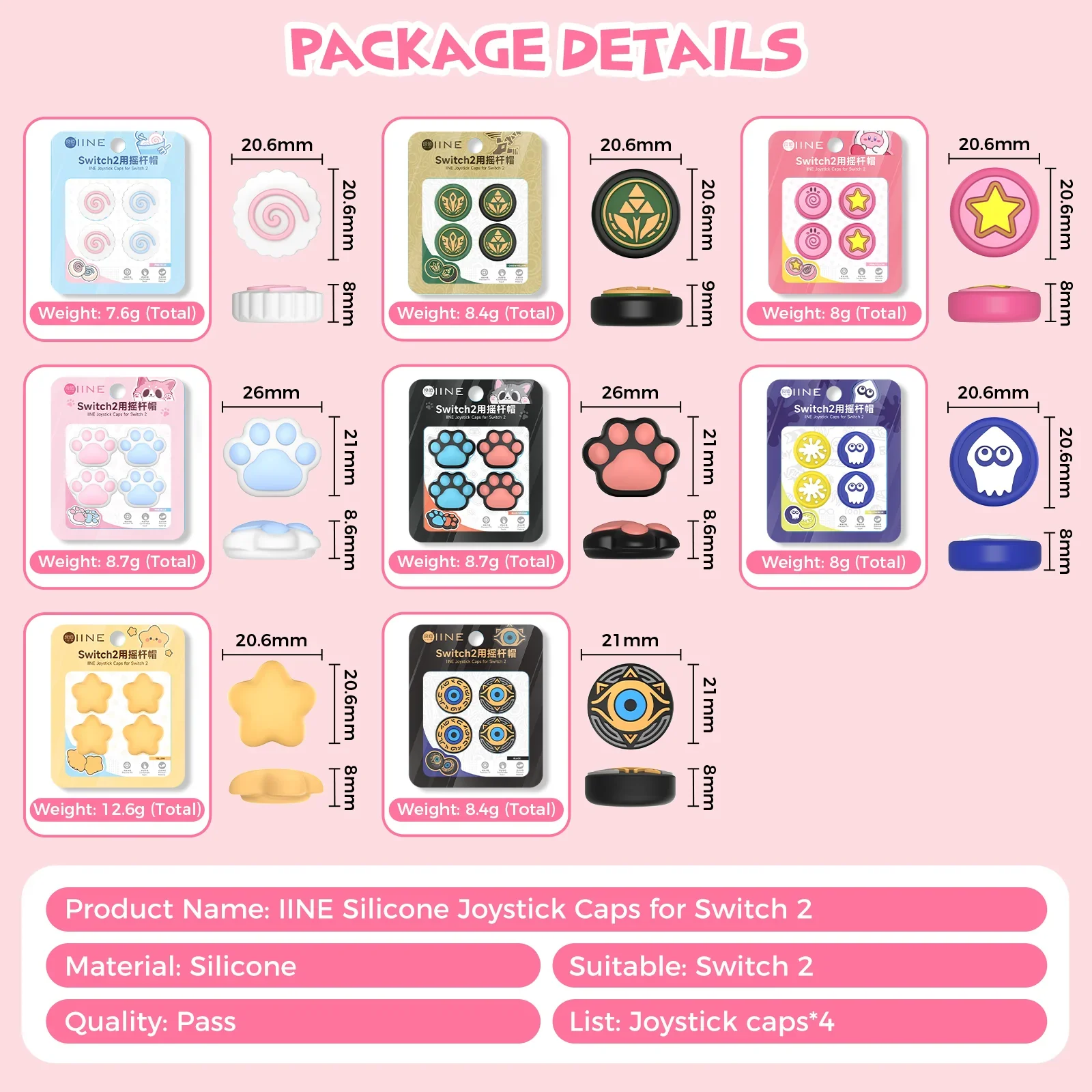 Nintendo Switch 2 (2025) - IINE Cute Cartoon Silicone Joy-con Thumb Grips (One Set) - Image 7