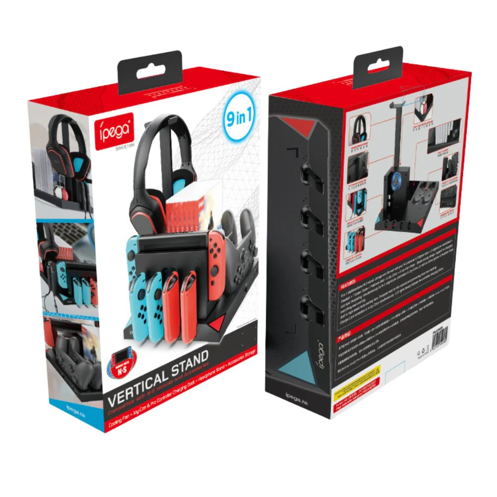 Nintendo Switch Joy-Con 9 in 1 Multi-function Vertical Game Controller Charging Station Dock with Headset/Game Card Stand