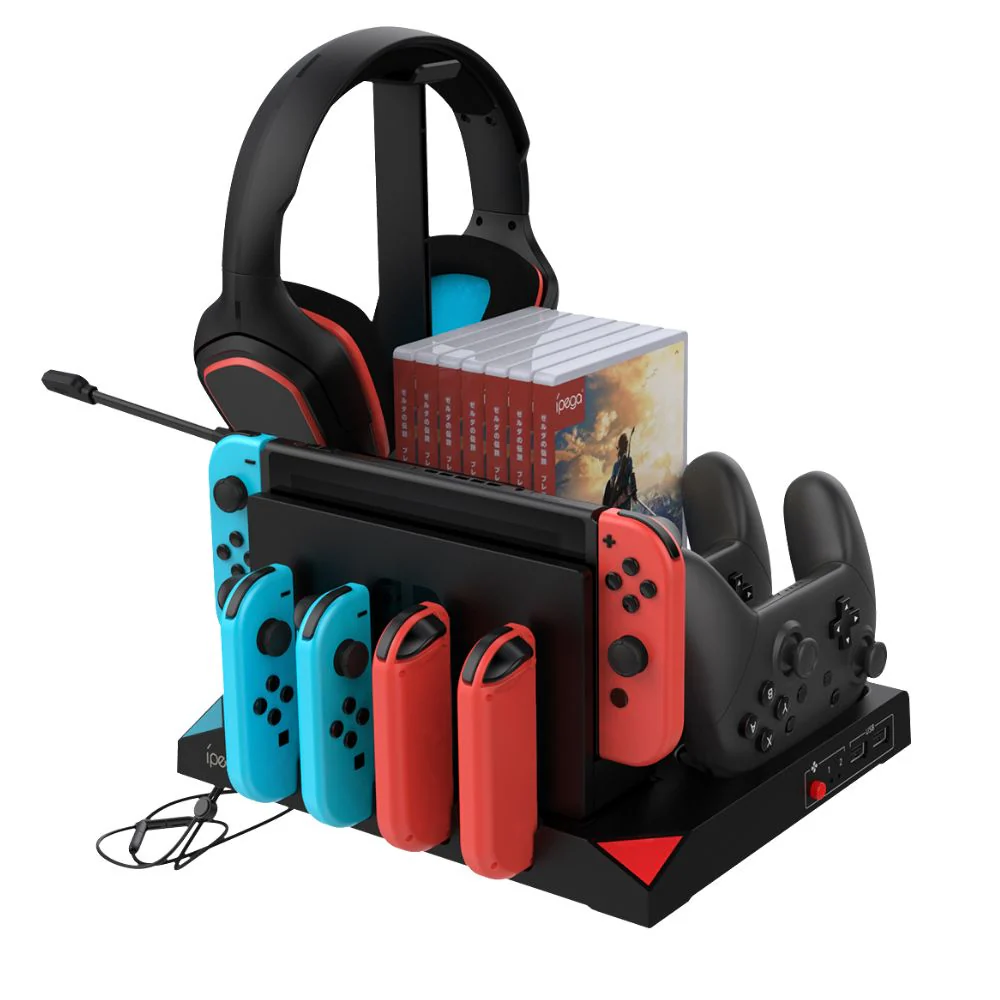 Nintendo Switch Joy-Con 9 in 1 Multi-function Vertical Game Controller Charging Station Dock with Headset/Game Card Stand - Image 2