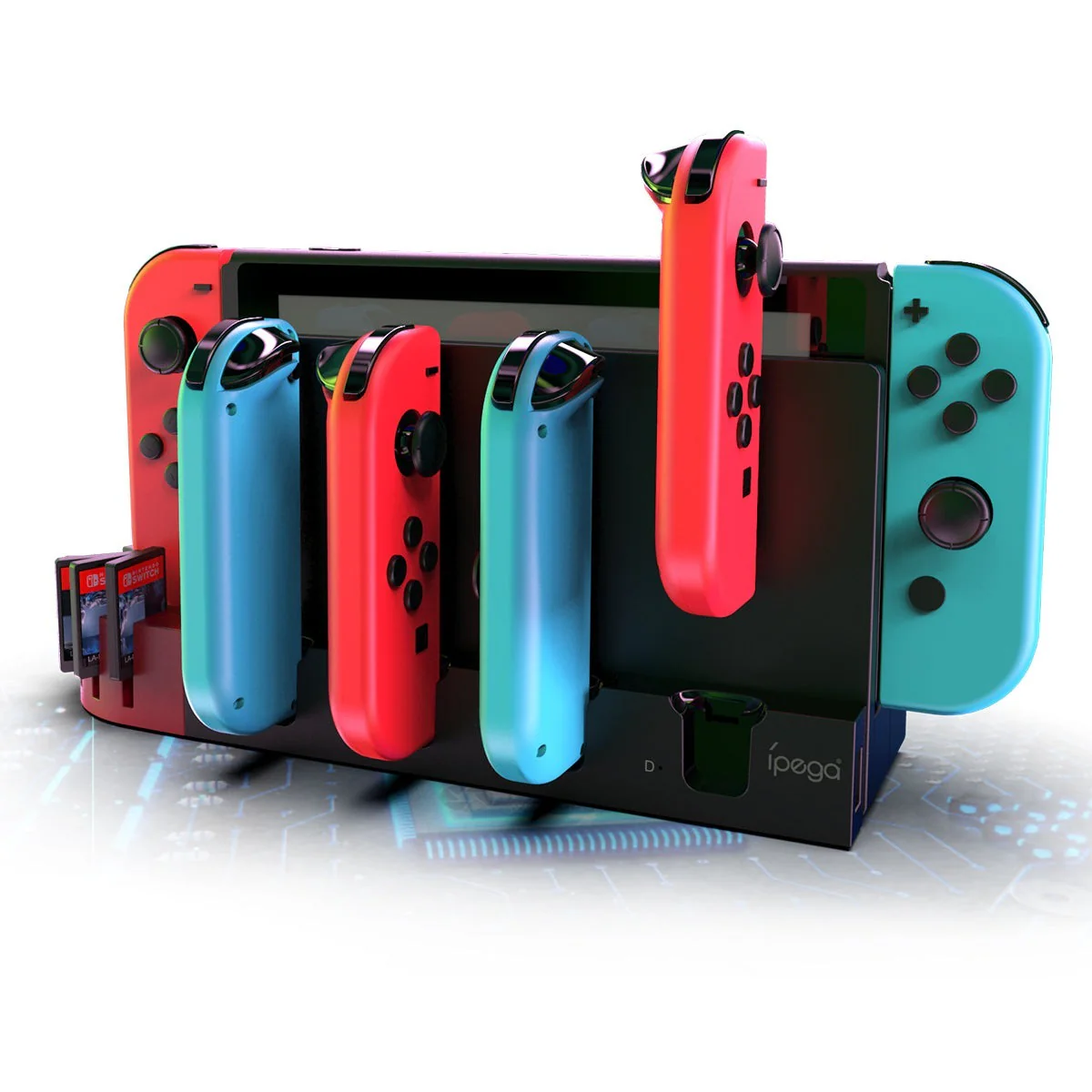 Nintendo Switch Joy-Con Console Holder Charging Stand Base with LED Indicator & Card Slot - Image 2