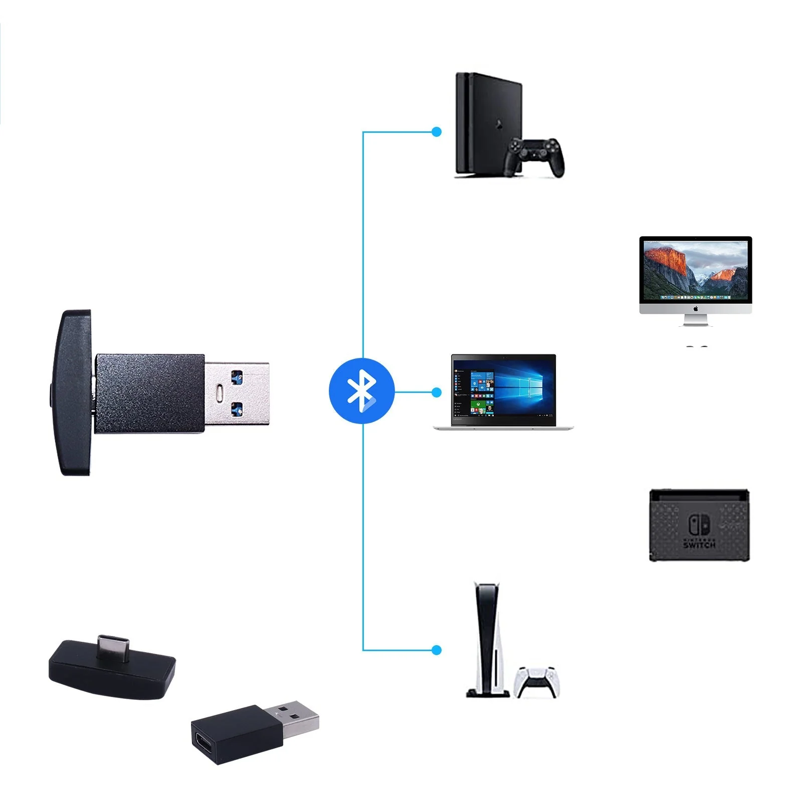 Nintendo Switch Lite PS4 PS5 PC Phone Audio Bluetooth 5.0 Adapter Converter Bluetooth Speaker Headset Earphone - Image 7