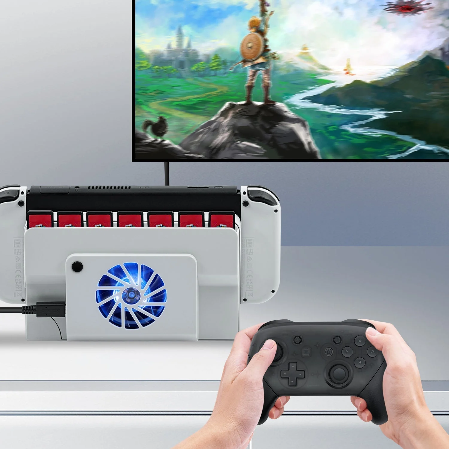 Nintendo Switch OLED Dock Cooling Fan with Game Card Storage - Image 10