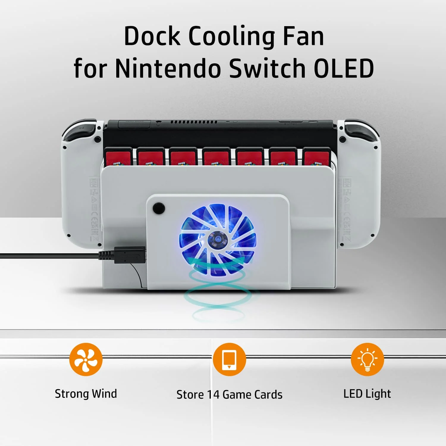 Nintendo Switch OLED Dock Cooling Fan with Game Card Storage - Image 4