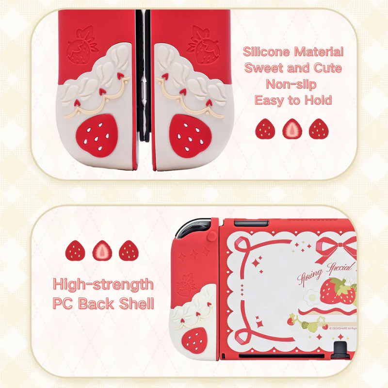 Nintendo Switch /Switch OLED/Switch 2 (2025) - Cute Strawberry Silicone Protective Cover Case - Image 5