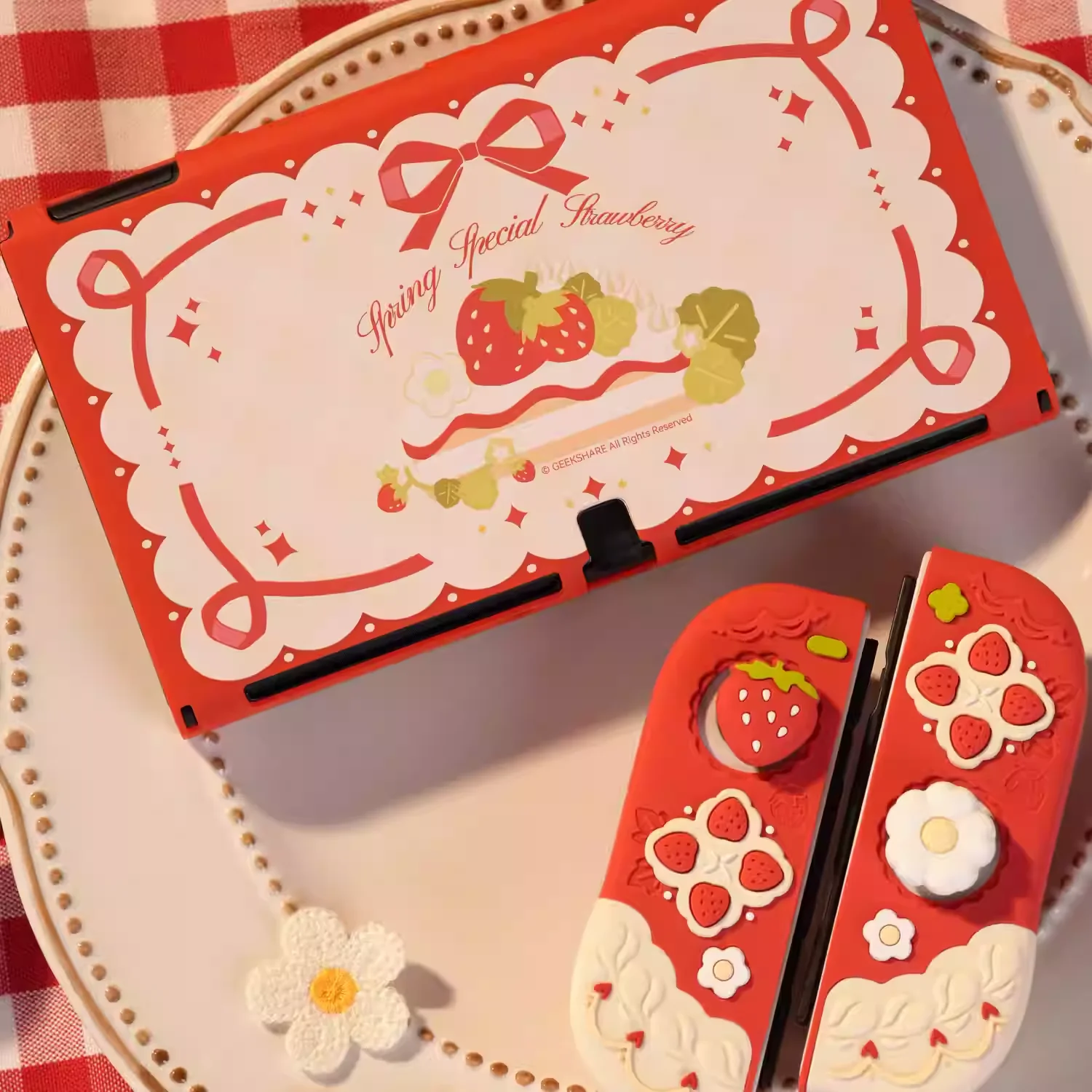 Nintendo Switch /Switch OLED/Switch 2 (2025) - Cute Strawberry Silicone Protective Cover Case - Image 9