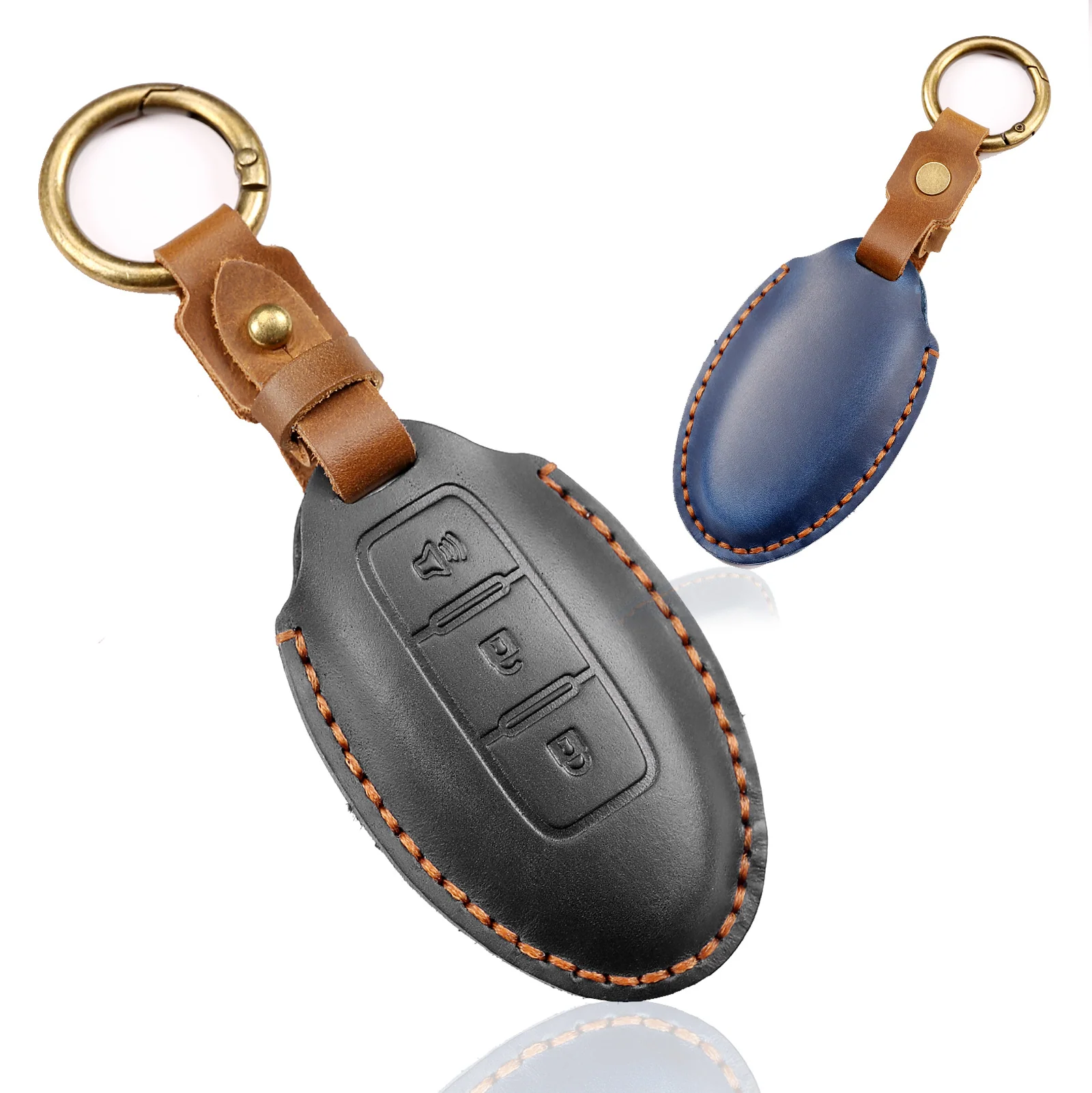 Nissan Handcrafted Genuine Leather Car Key Fob Case Cover For Pathfinder, Murano, Micra, Altima, Sentra, Note, Juke, Armada, Qashqai