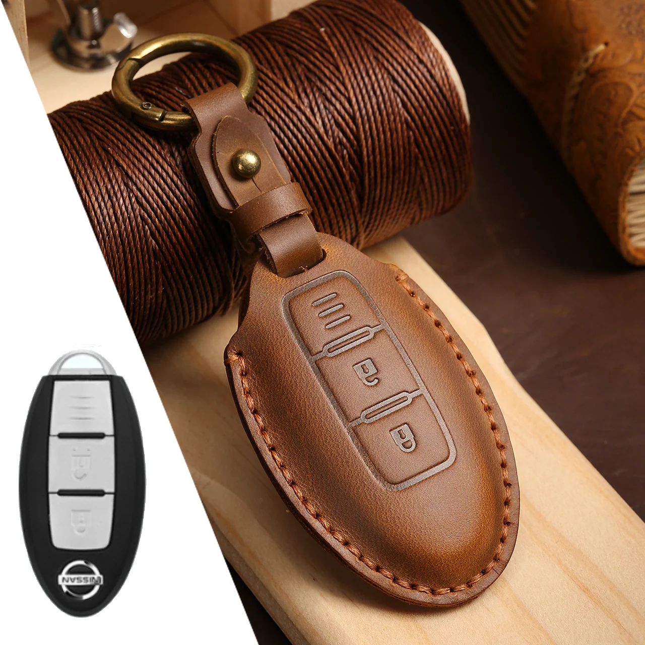 Nissan Handcrafted Genuine Leather Car Key Fob Case Cover For Pathfinder, Murano, Micra, Altima, Sentra, Note, Juke, Armada, Qashqai - Image 12