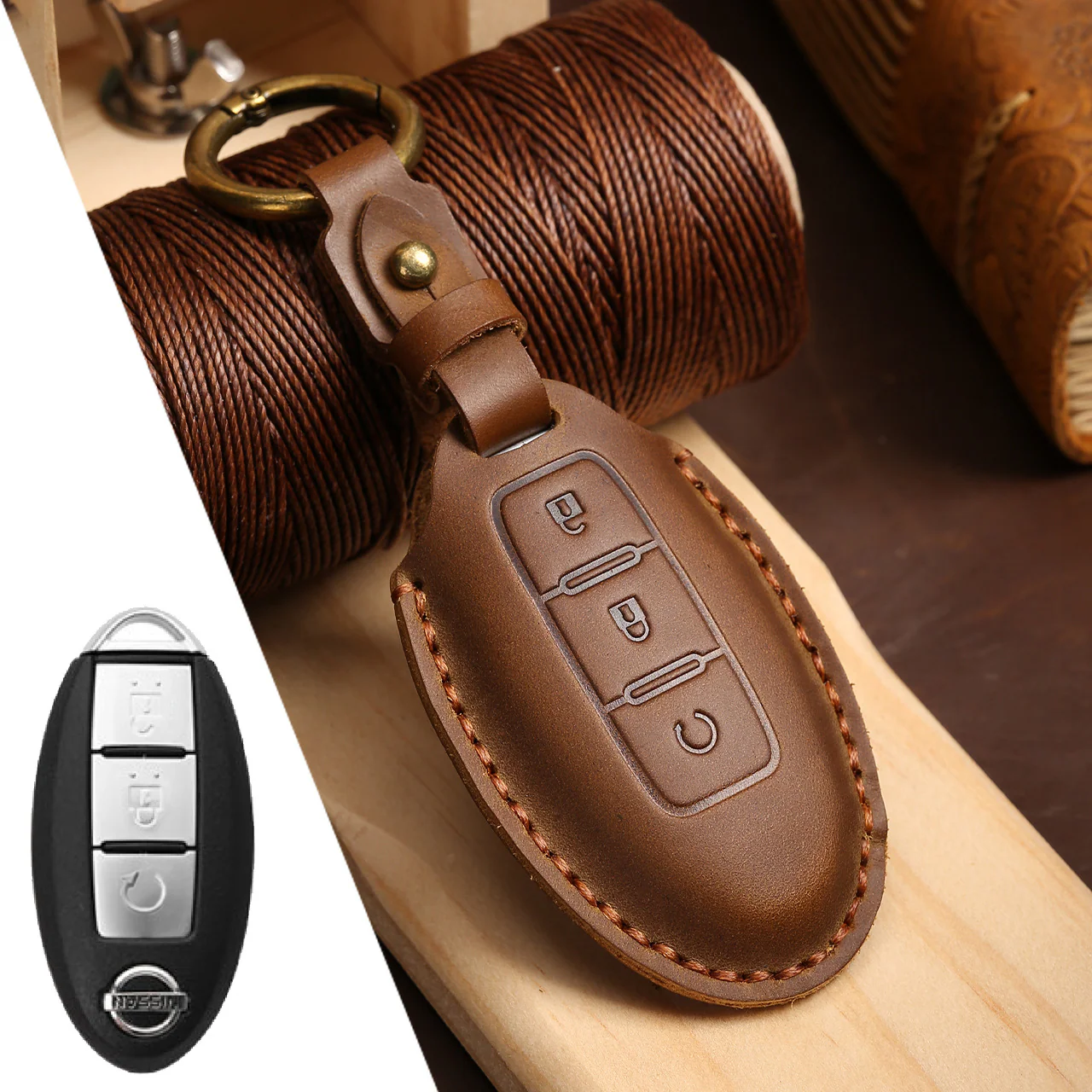 Nissan Handcrafted Genuine Leather Car Key Fob Case Cover For Pathfinder, Murano, Micra, Altima, Sentra, Note, Juke, Armada, Qashqai - Image 14