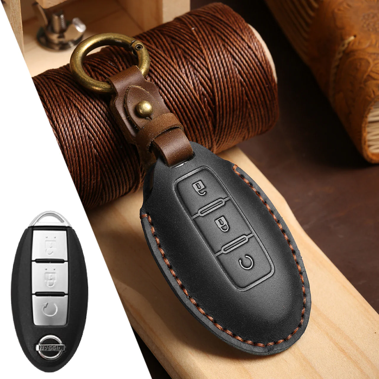 Nissan Handcrafted Genuine Leather Car Key Fob Case Cover For Pathfinder, Murano, Micra, Altima, Sentra, Note, Juke, Armada, Qashqai - Image 16