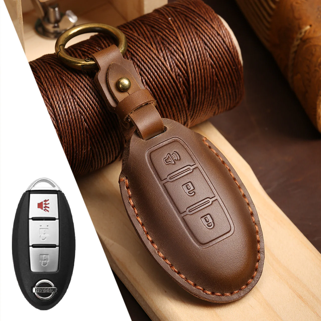 Nissan Handcrafted Genuine Leather Car Key Fob Case Cover For Pathfinder, Murano, Micra, Altima, Sentra, Note, Juke, Armada, Qashqai - Image 19