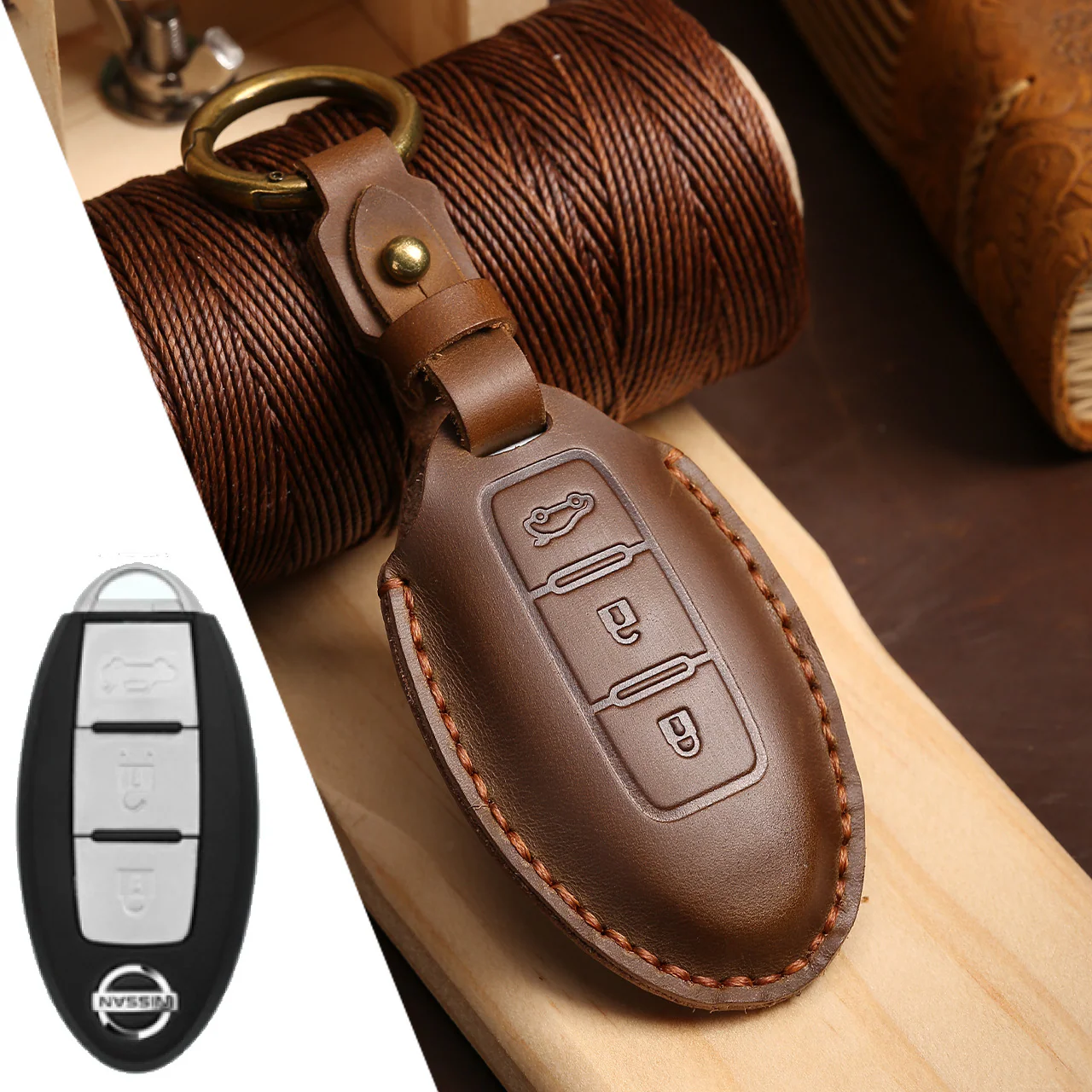 Nissan Handcrafted Genuine Leather Car Key Fob Case Cover For Pathfinder, Murano, Micra, Altima, Sentra, Note, Juke, Armada, Qashqai - Image 22
