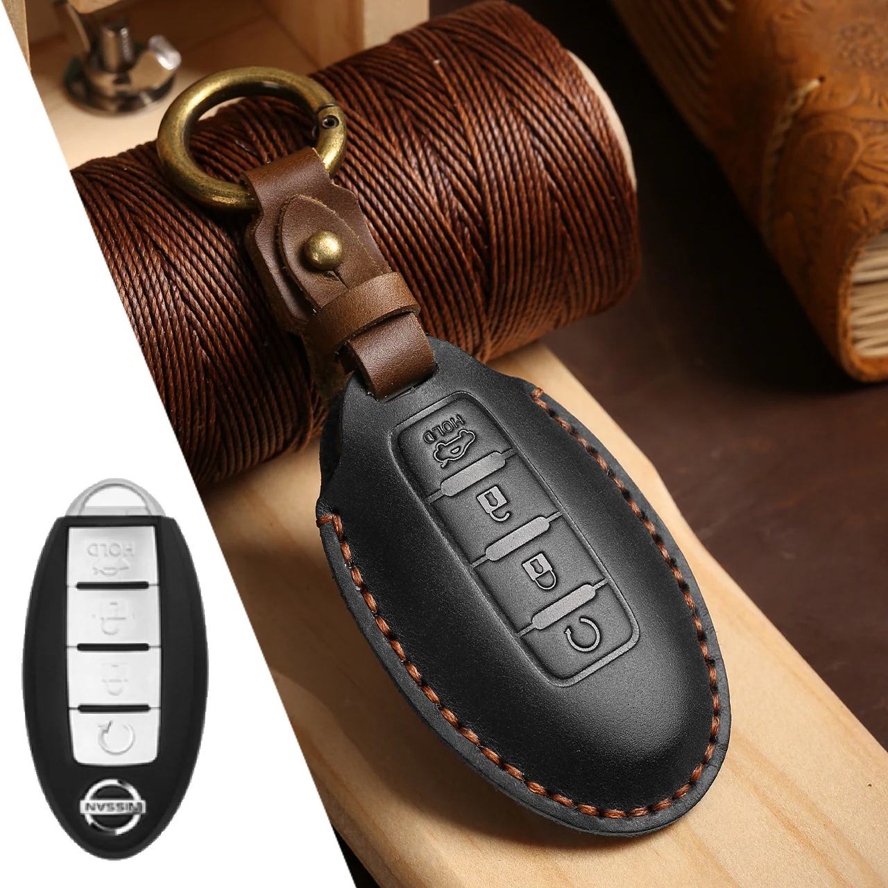 Nissan Handcrafted Genuine Leather Car Key Fob Case Cover For Pathfinder, Murano, Micra, Altima, Sentra, Note, Juke, Armada, Qashqai - Image 23