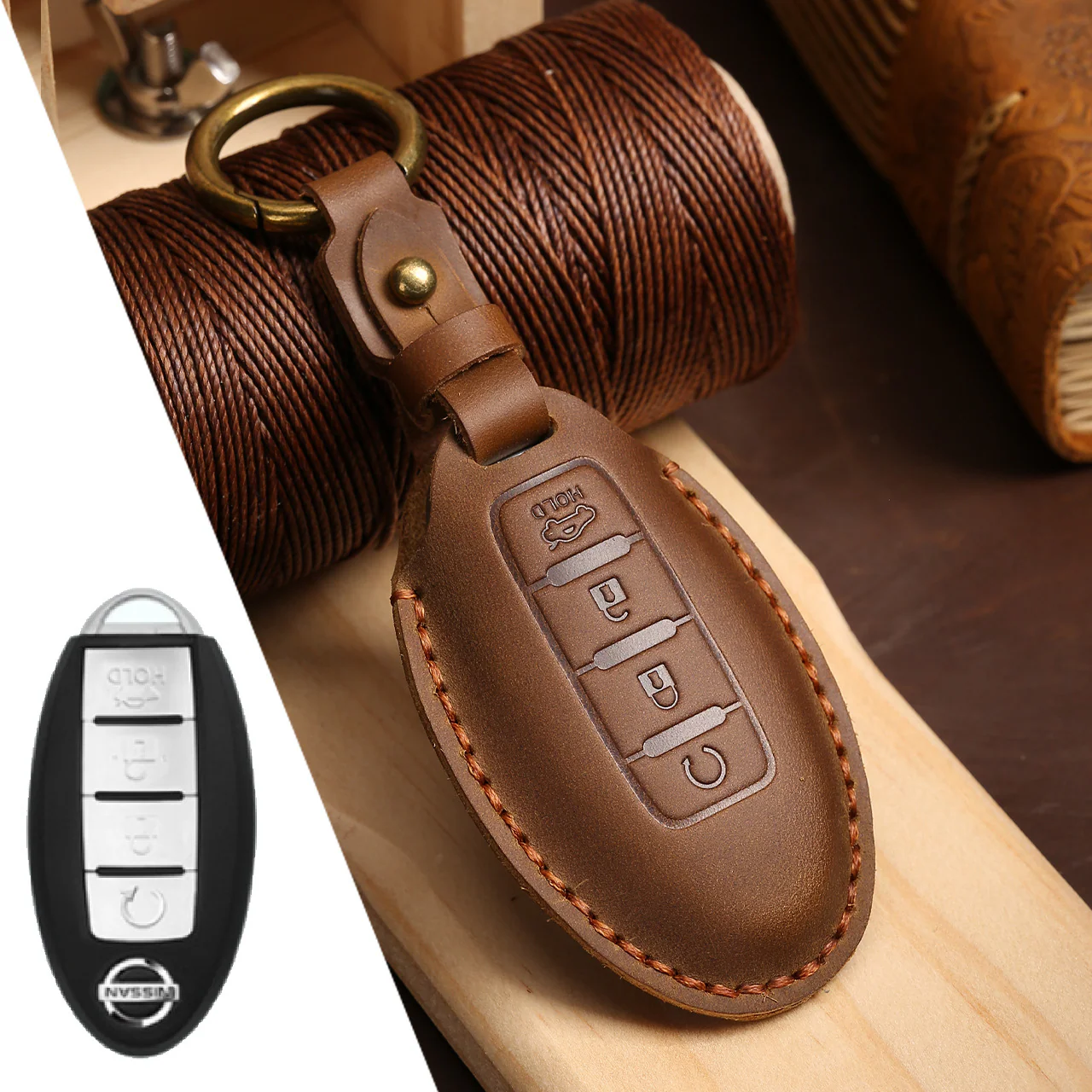 Nissan Handcrafted Genuine Leather Car Key Fob Case Cover For Pathfinder, Murano, Micra, Altima, Sentra, Note, Juke, Armada, Qashqai - Image 24