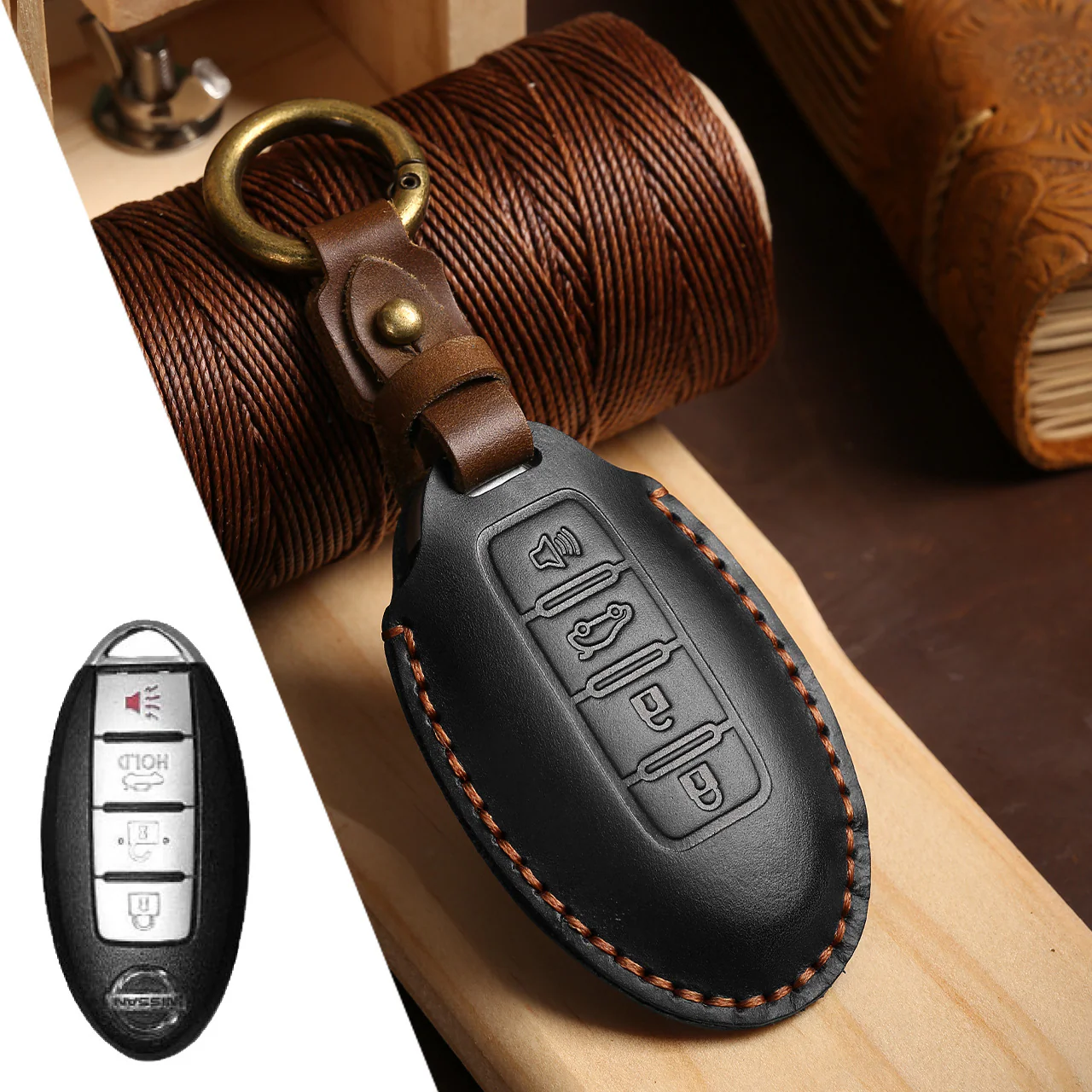 Nissan Handcrafted Genuine Leather Car Key Fob Case Cover For Pathfinder, Murano, Micra, Altima, Sentra, Note, Juke, Armada, Qashqai - Image 26