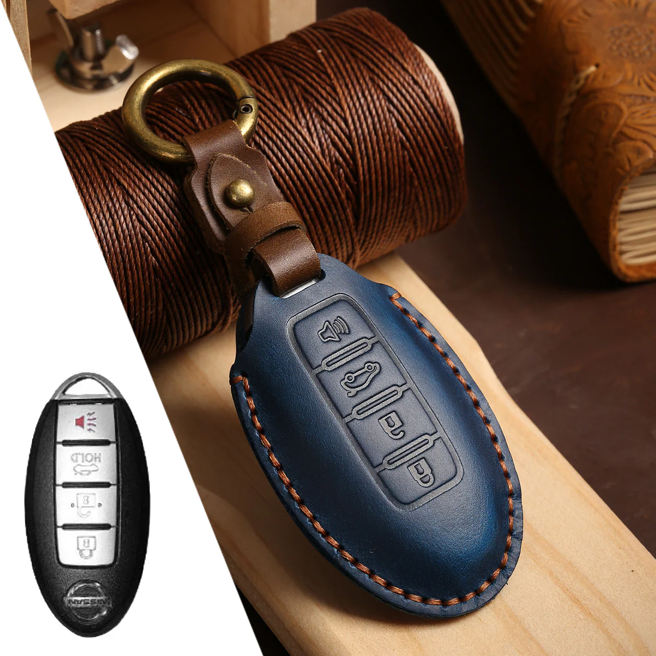 Nissan Handcrafted Genuine Leather Car Key Fob Case Cover For Pathfinder, Murano, Micra, Altima, Sentra, Note, Juke, Armada, Qashqai - Image 27