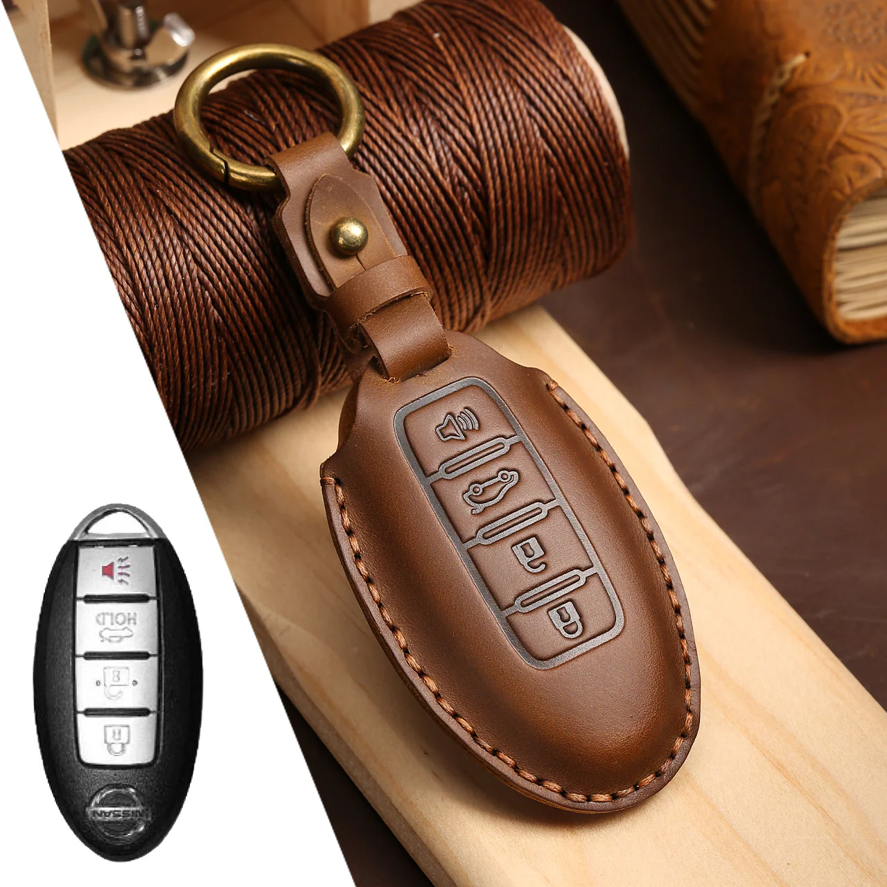 Nissan Handcrafted Genuine Leather Car Key Fob Case Cover For Pathfinder, Murano, Micra, Altima, Sentra, Note, Juke, Armada, Qashqai - Image 28