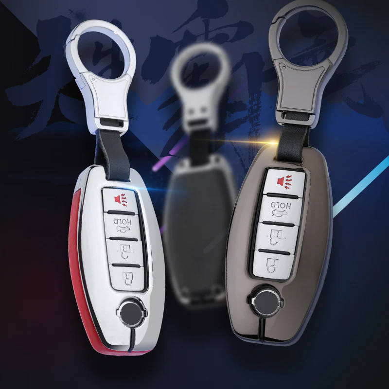 Nissan Zinc Alloy + PU Leather Car Key Fob Case Cover For Serena, Elgrand, Skyline, X-Trail, NoteCube, March - Image 2