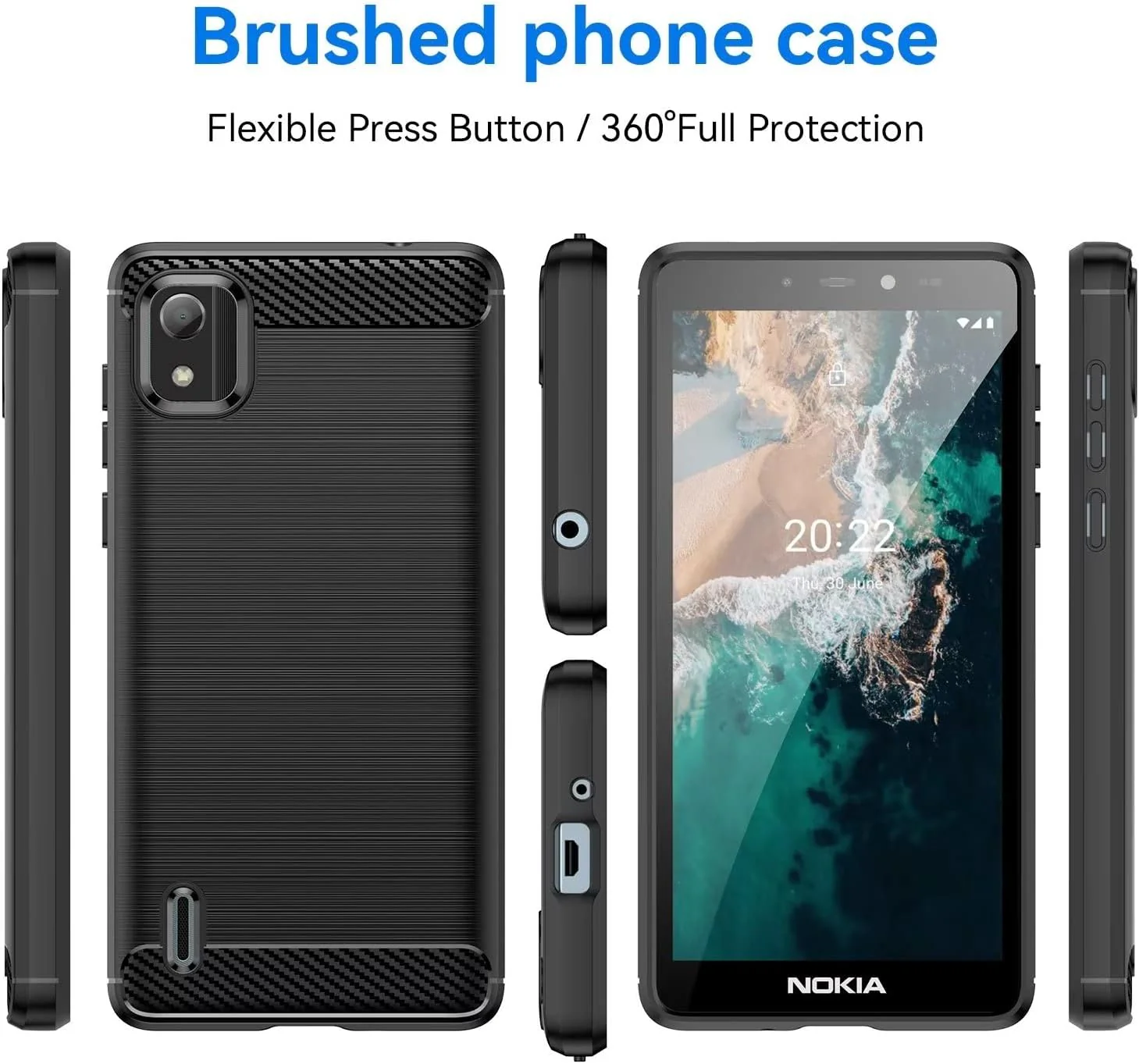 Nokia C2 2nd Edition - Shield Shockproof Rugged Heavy Duty Case With 2PC 9H Tempered Glass Screen Protector - Image 5