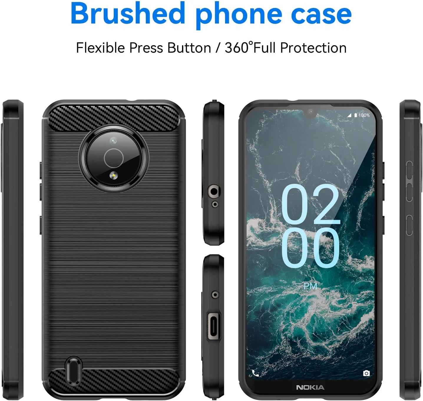 Nokia C200 - Shield Shockproof Rugged Heavy Duty Case With 2PC 9H Tempered Glass Screen Protector - Image 4