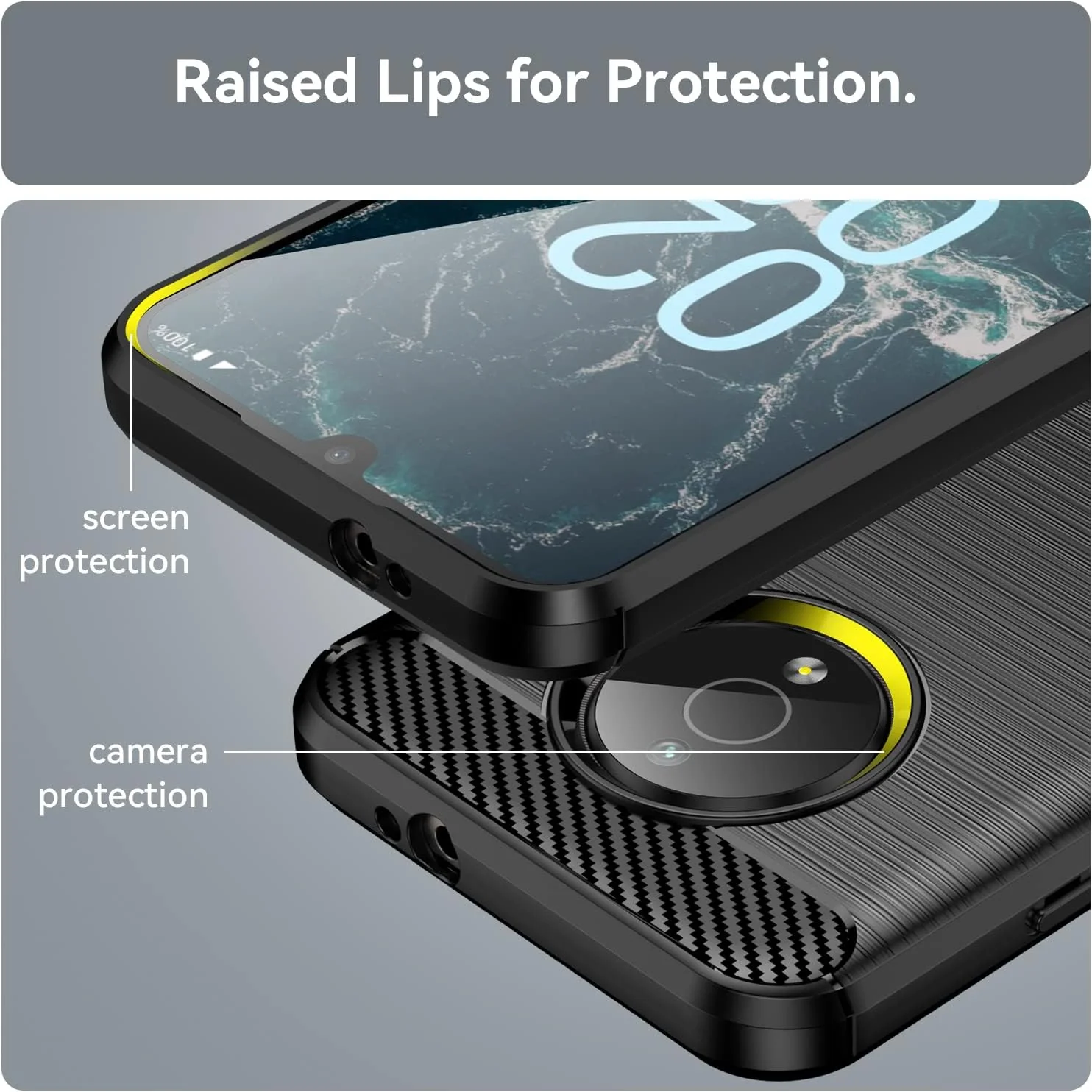 Nokia C200 - Shield Shockproof Rugged Heavy Duty Case With 2PC 9H Tempered Glass Screen Protector - Image 6