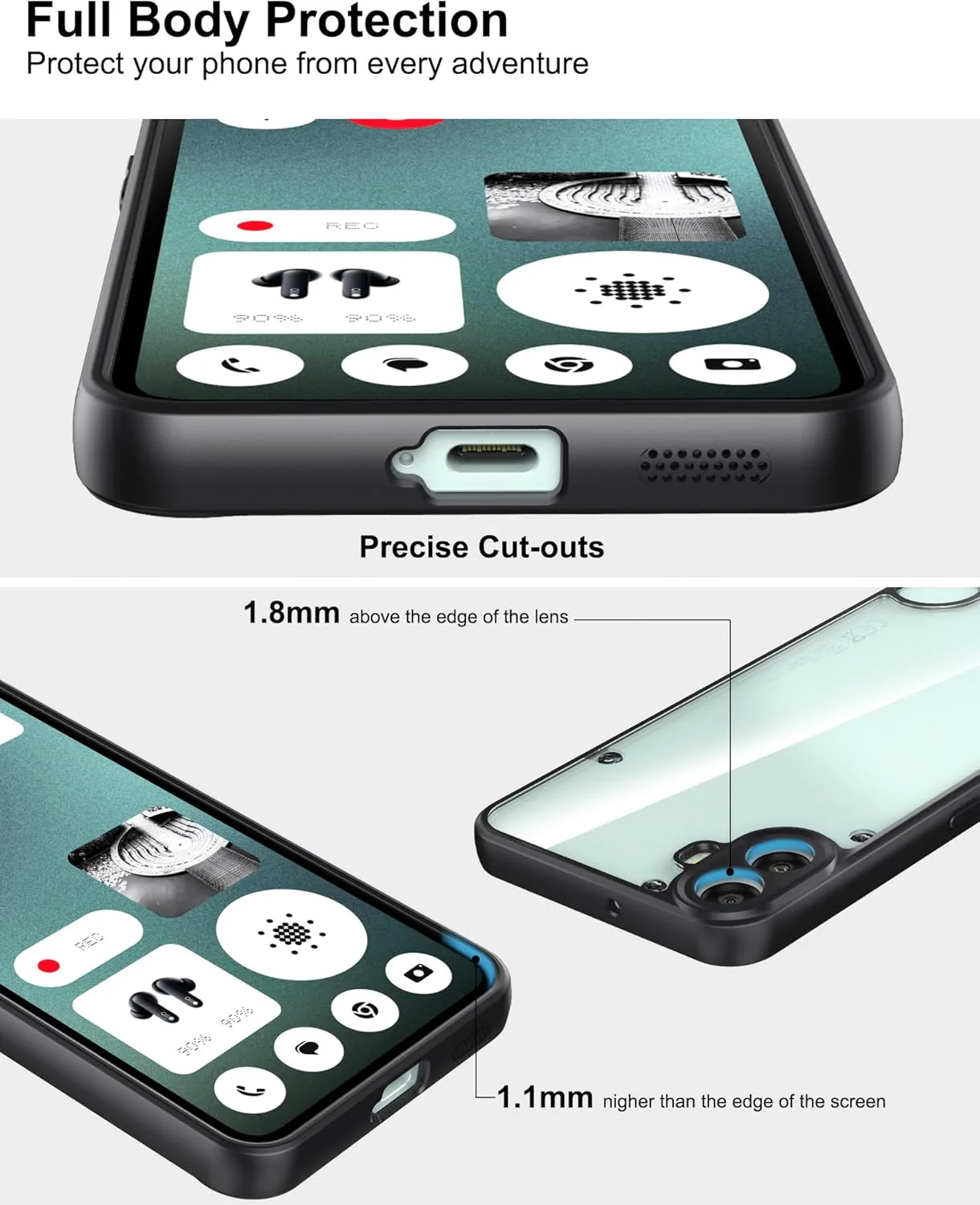 Nothing CMF Phone 1 - Shockproof Hard PC Back Soft TPU Bumper Case With 2PC Tempered Glass Screen Protector - Image 4