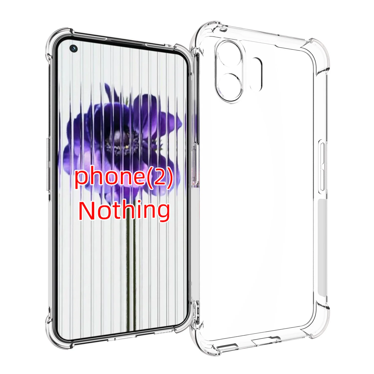 Nothing Phone 2 - AirPillow Cushion Transparent Soft Clear TPU Four Corners Protective Case With 2PC 9H Tempered Glass Screen Protector - Image 2