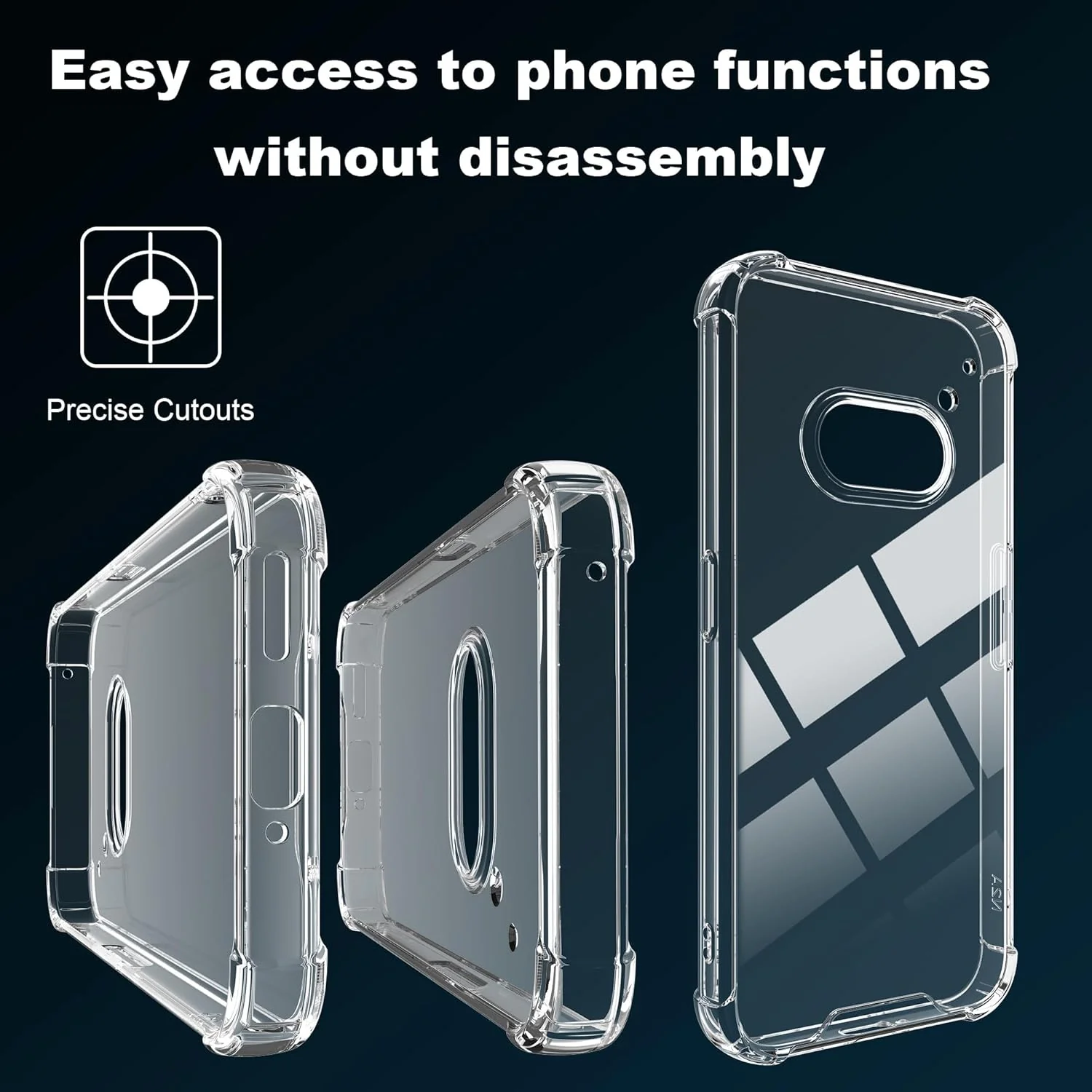 Nothing Phone (2a) - AirPillow Cushion Transparent Soft Clear TPU Four Corners Protective Case With 2PC 9H Tempered Glass Screen Protector - Image 3