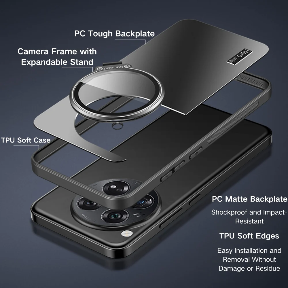 OnePlus 12 - Full Coverage Lens Stand Shockproof Protective Case - Image 5