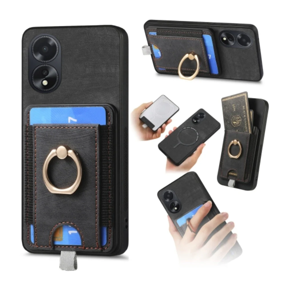 OPPO A38 4G/A18 4G - Retro Splitable Magnetic Card Bag Leather Phone Case