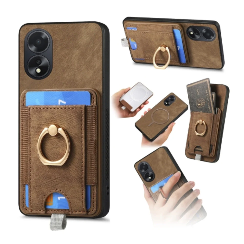 OPPO A38 4G/A18 4G - Retro Splitable Magnetic Card Bag Leather Phone Case - Image 3