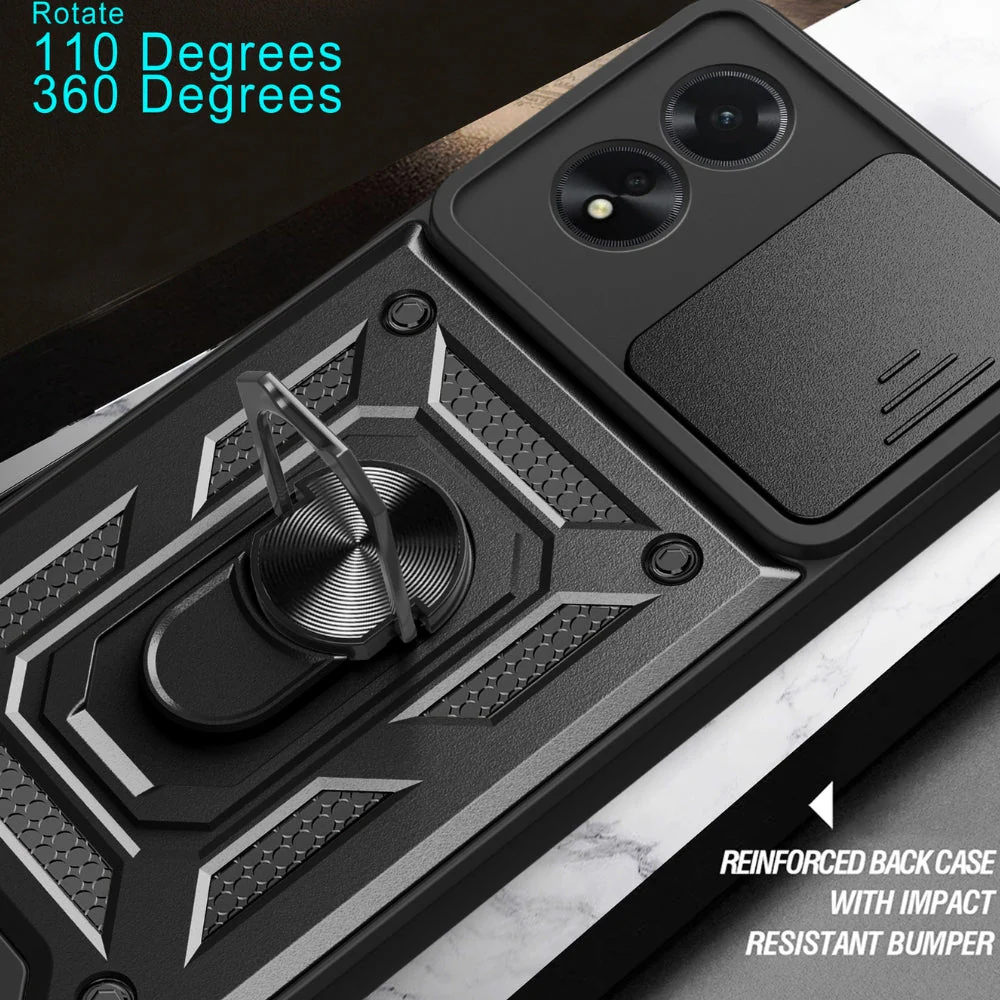 OPPO A38 4G/A18 4G - Shockproof Armour Heavy Duty Phone Case with Ring Holder & Camera Protection - Image 9