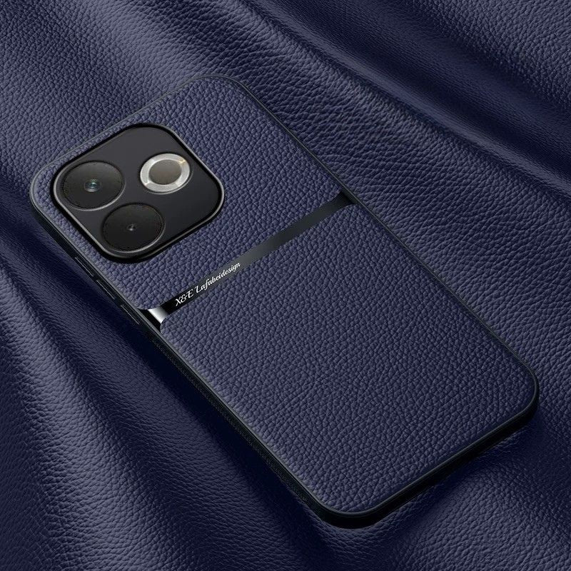 OPPO A5 Pro 5G - Business TPU Soft Edge Plain Leather Car Magnetic Anti-Drop Case - Image 10