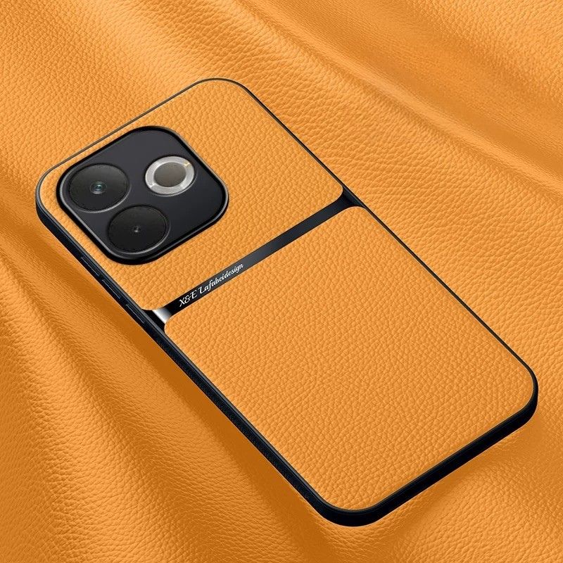 OPPO A5 Pro 5G - Business TPU Soft Edge Plain Leather Car Magnetic Anti-Drop Case - Image 11